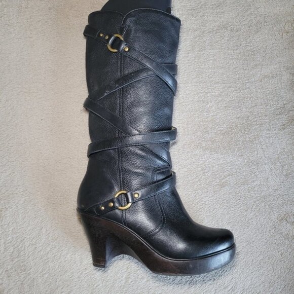 Michael Kors black leather round toe mid calf heeled boots size 8 - Picture 5 of 16